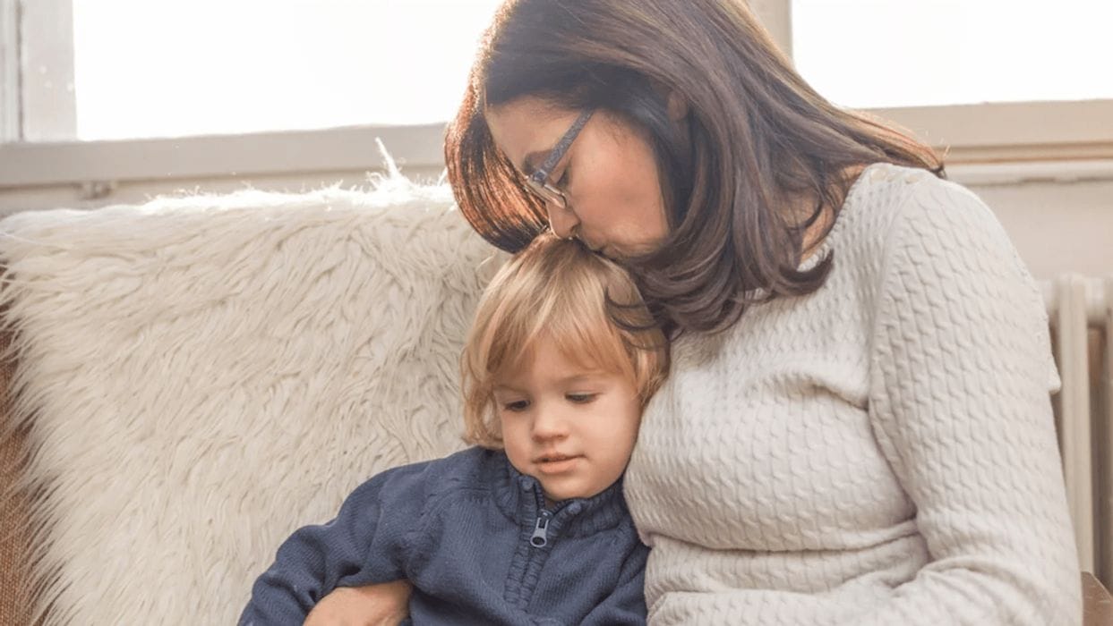 Mom, thank you for giving me peace of mind while I work grandma kissing grandson on the head