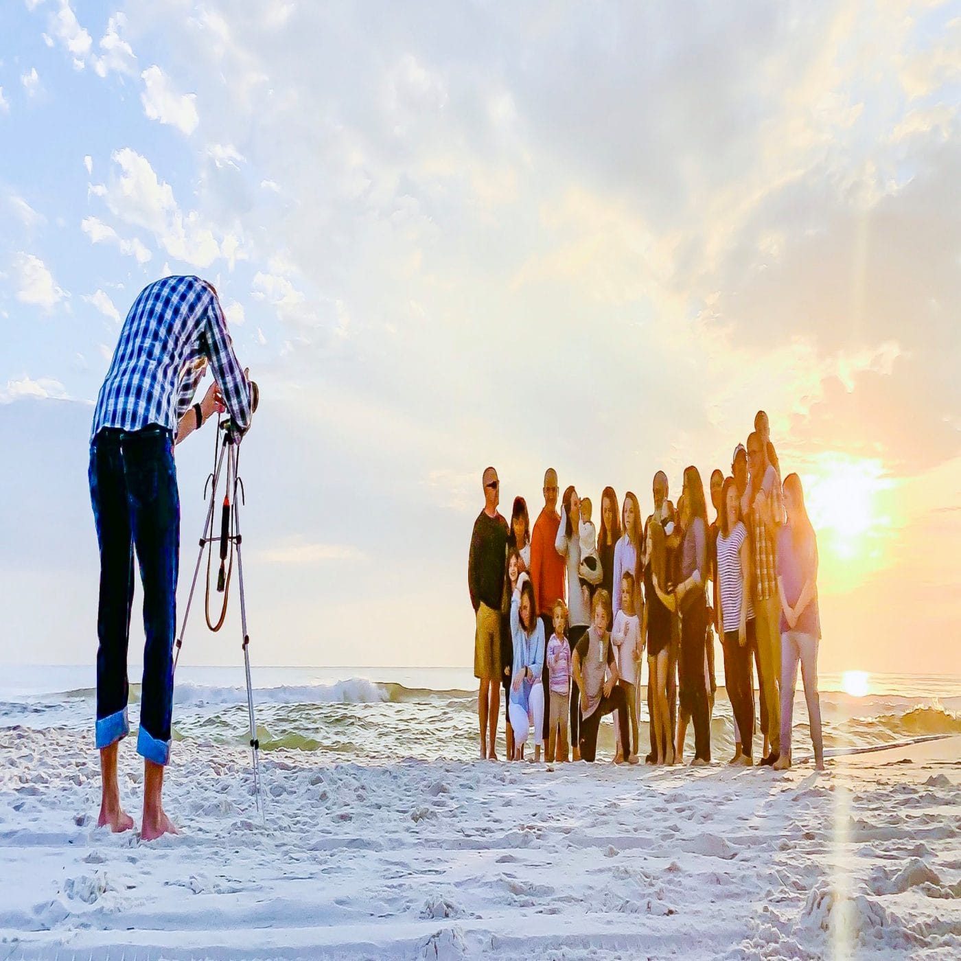 I’m so grateful to my divorced parents for committing to peaceful co-parenting photo of a photographer taking a family picture on a beach