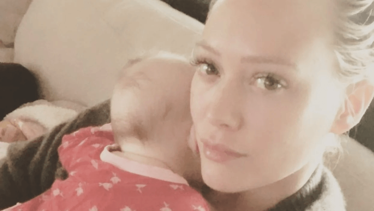 Hilary Duff asked Instagram for colic advice–and they responded with support Hilary Duff holding newborn baby