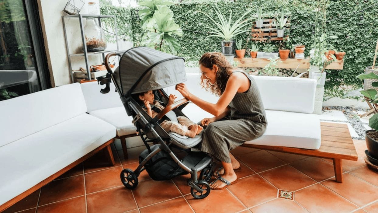 This new brand simplifies your baby registry đ mom playing with baby in a stroller