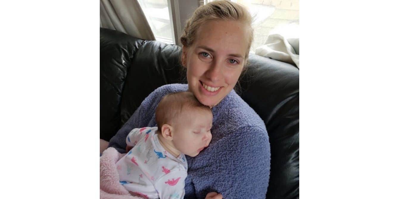Kathleen on believing her scary thoughts were normal Kathleen with baby- postpartum depression
