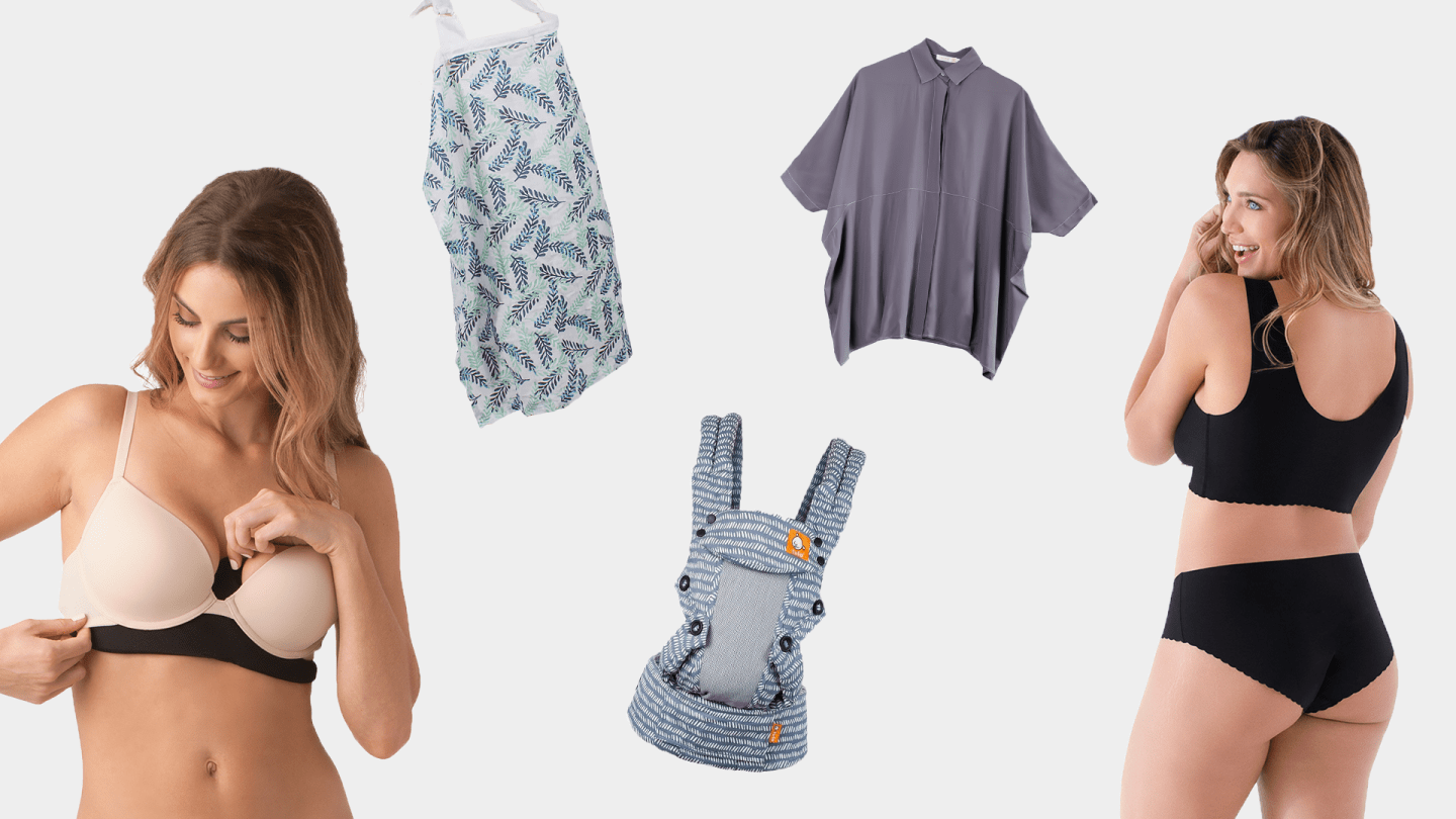 5 essential products for summer breastfeeding Collage of breastfeeding products