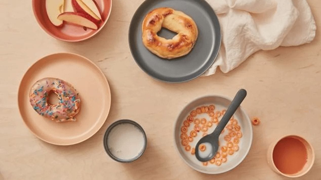 These kids dishes don’t look like kids dishes breakfast on the kitchen table