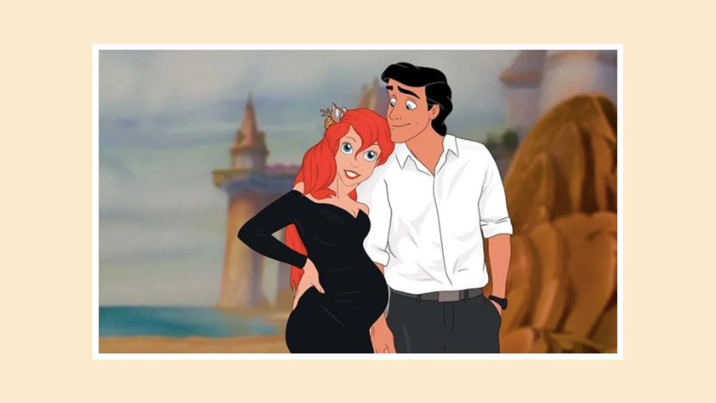 This is what Disney princesses would look like as moms—and it’s so good drawing of a pregnant little mermaid