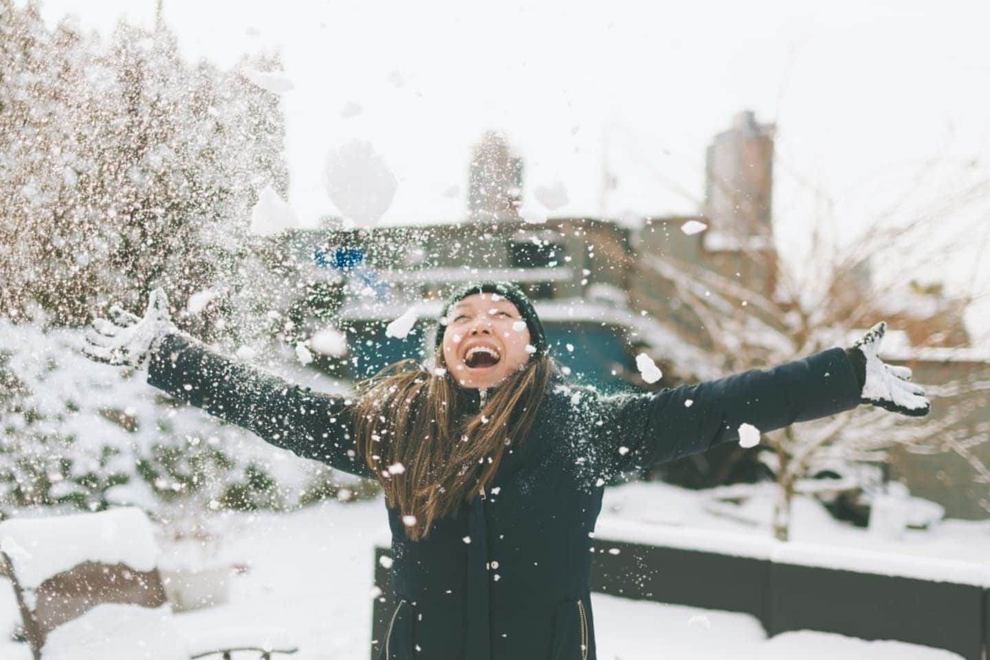 19 easy ways to feel happier this winter happy winter woman