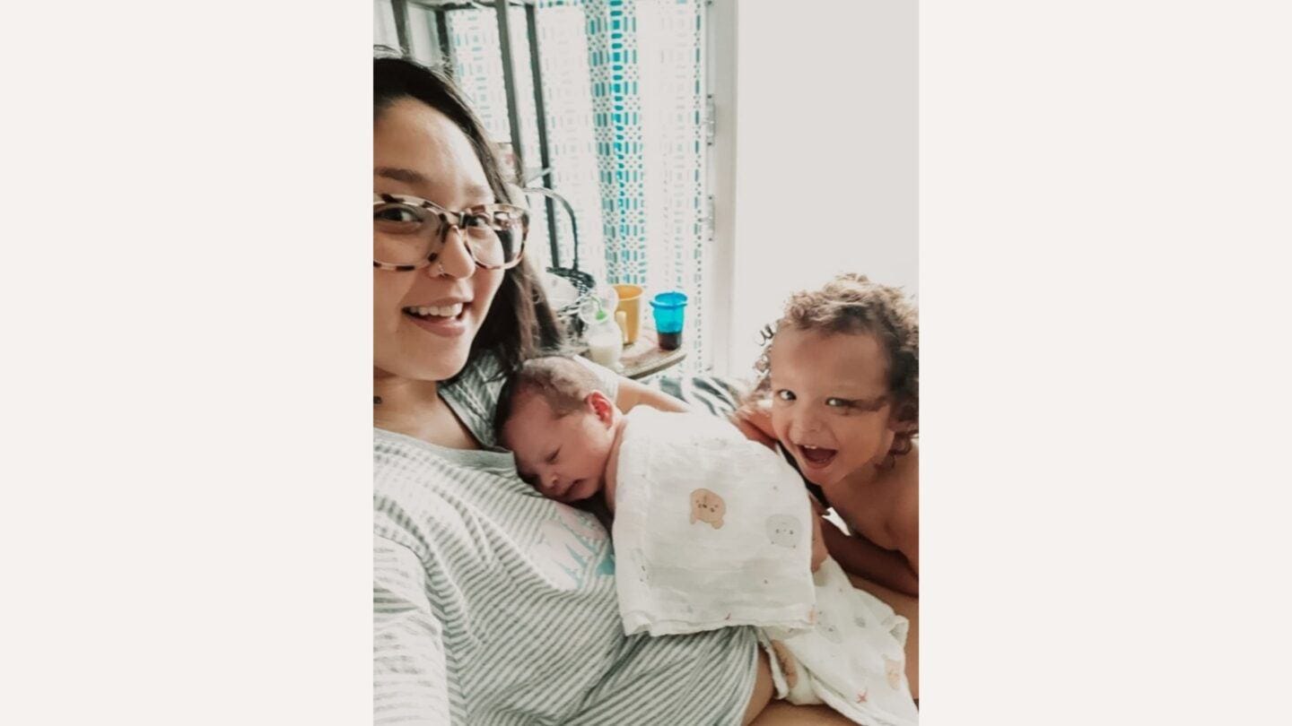 This is postpartum (with a baby and toddler)