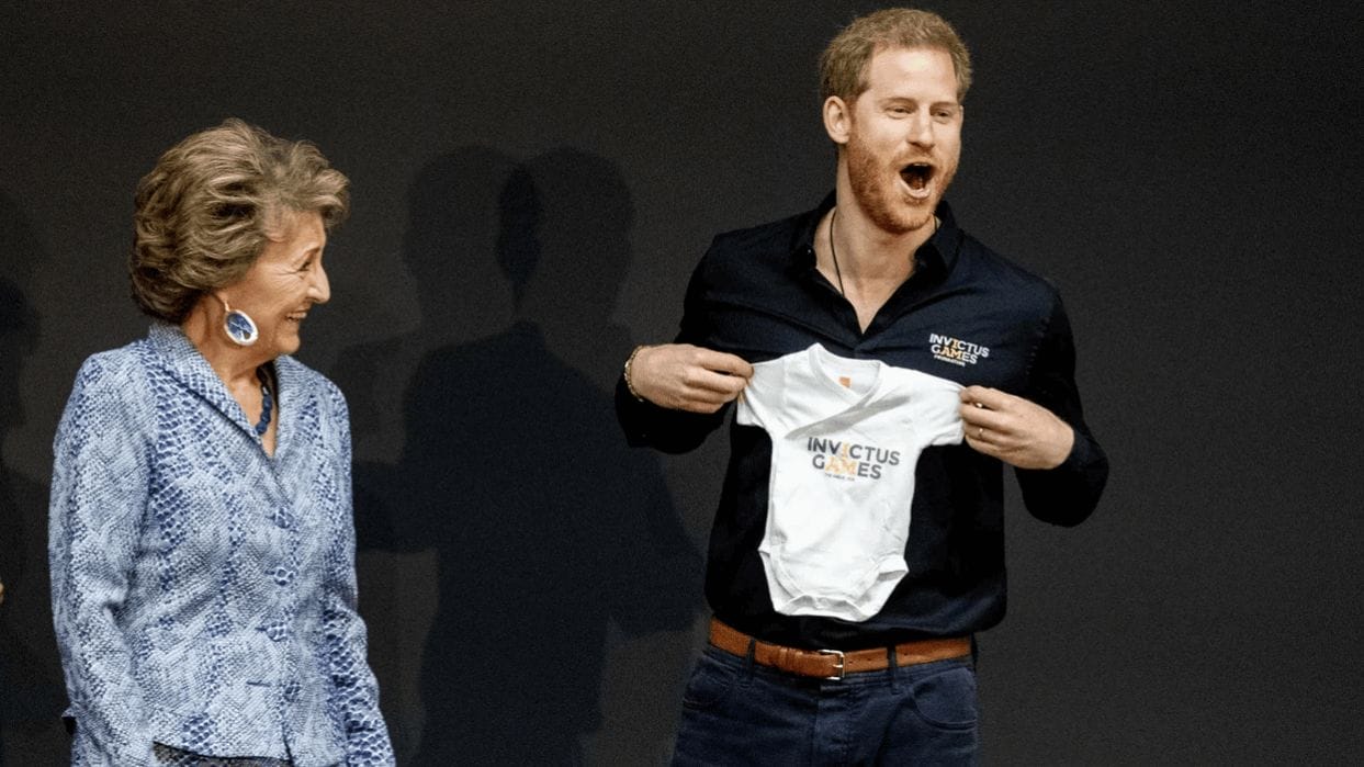 These celebrity dads are raising awareness about paternity leave as a right & we are here for it 👏 Prince Harry holding an Invictus Games onesie