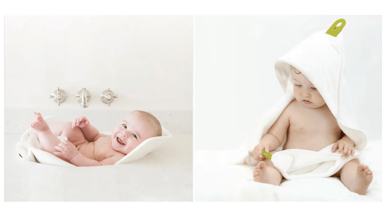 3 genius products that make bathtime with baby *so* much easier baby in a bath and baby in a towel