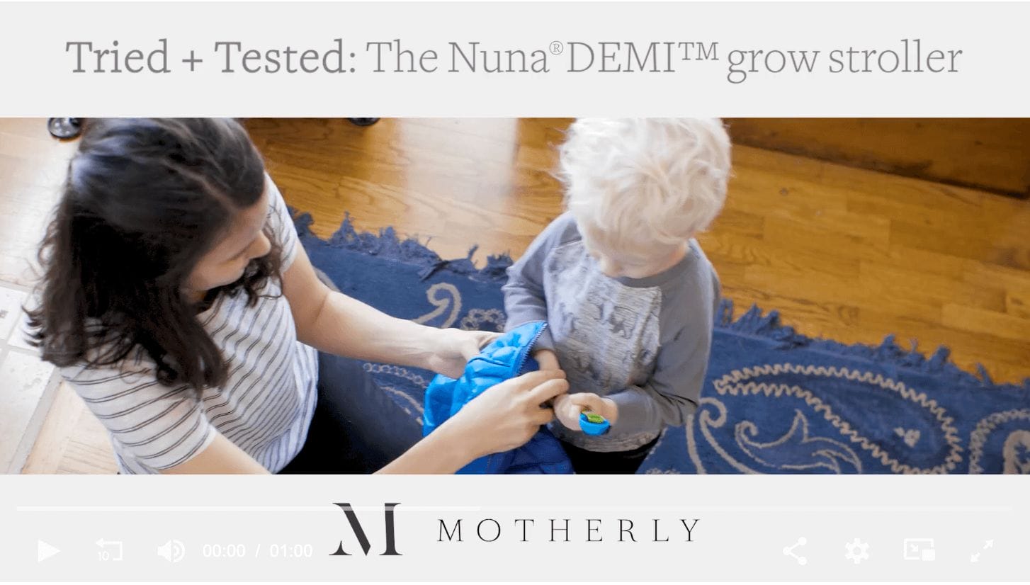 Tried + Tested: the Nuna DEMI grow stroller video-screenshot-of-mom-playing-with-child