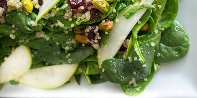 Spinach Salad Recipe for Pregnancy and Postpartum image of spinach salad