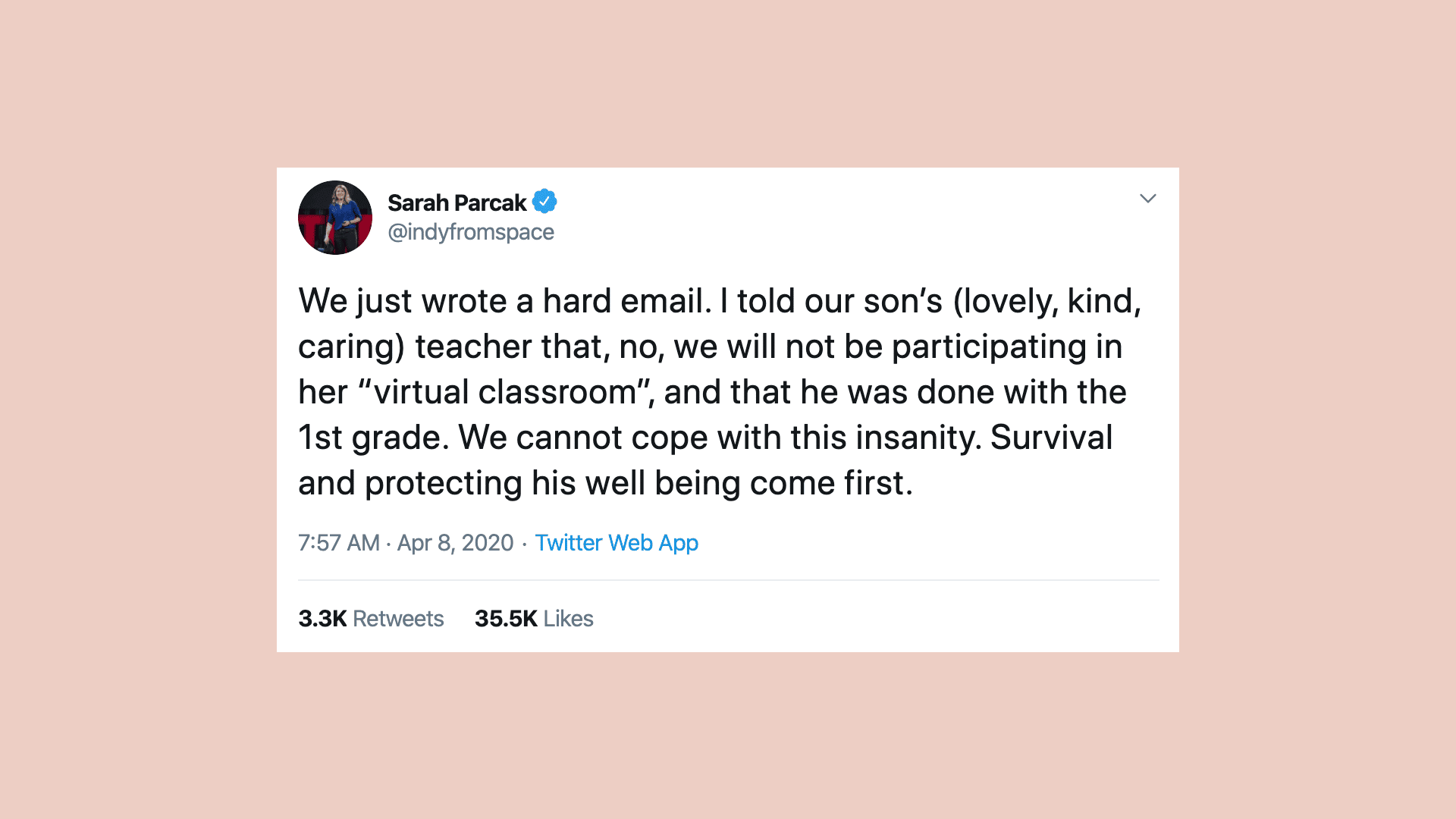 This working mom said ‘no’ to virtual learning—and now she’s going viral tweet about virtual school