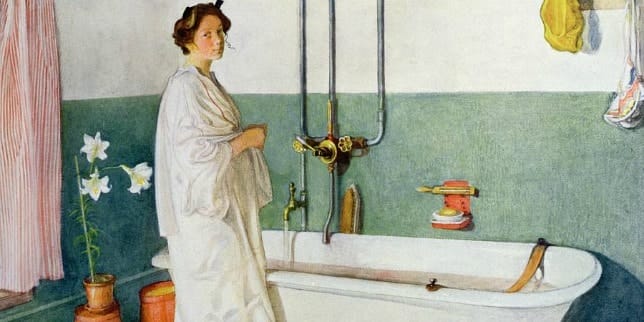 5 new uses for your bathroom after you have kids home with kids: Bathroom Scene, Lisbeth by Carl Larsson.