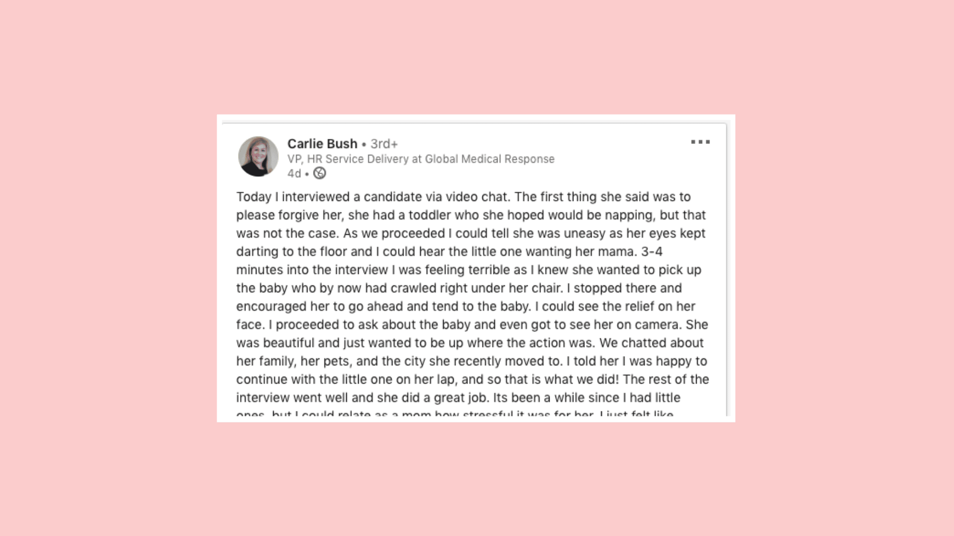 When a baby crashed mama’s video interview, this boss became a hero