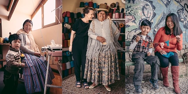 Supporting Women through Commerce two mothers in commerce standing with clothing