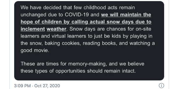 This school district is going viral for a promise to kids: Snow days aren’t canceled