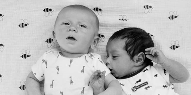 Social development in infants two babies next to each other, learning about social development in infants