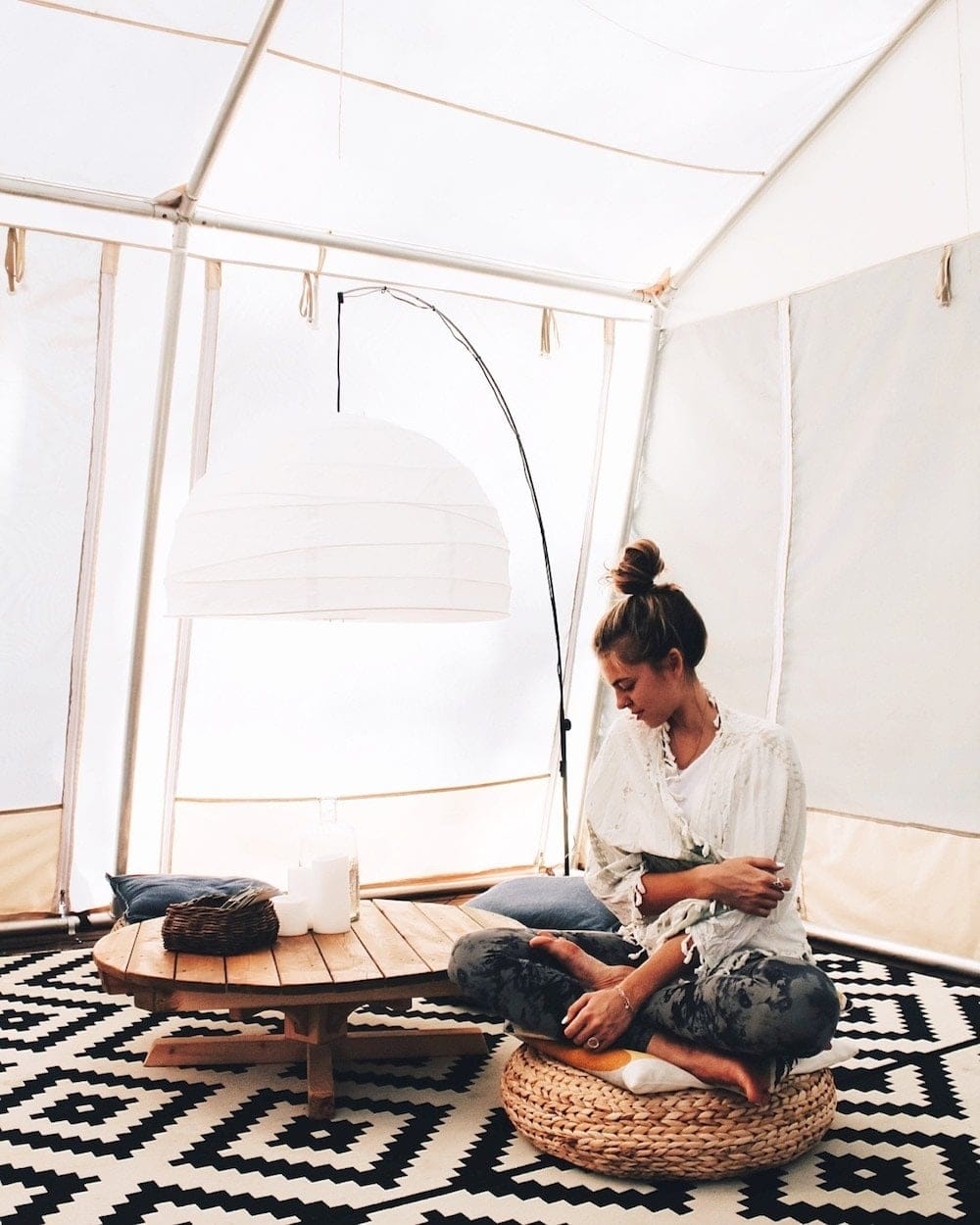 The mental workload of a mother mom playing with kids in a tent