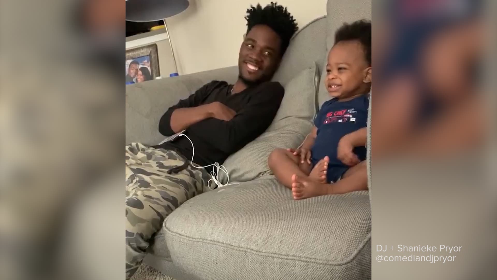 We talked to the parents behind this heartwarming viral video of a baby ‘talking’ to his dad baby and dad sitting on a couch