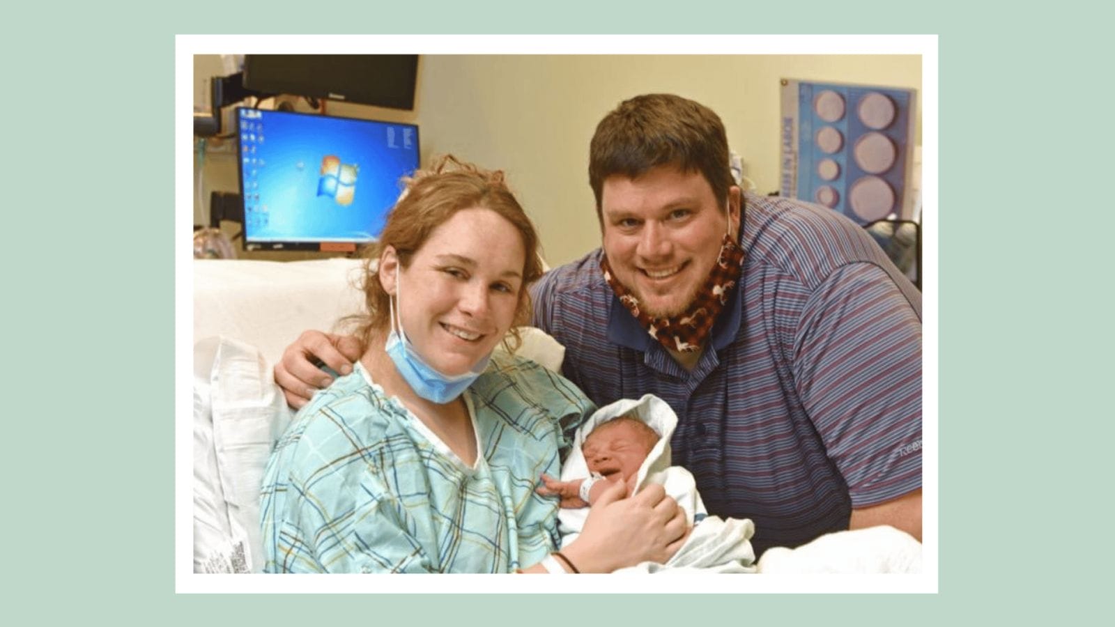 This rockstar mom gave birth in her car during a major snowstorm mom and dad holding newborn baby in the hospital