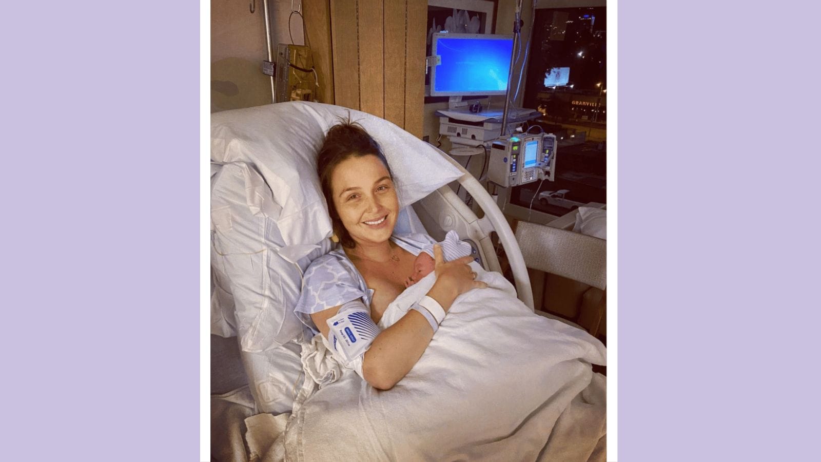 After a 15-hour labor while wearing a mask, Camilla Luddington says she felt “claustrophobic” Camilla Luddington holding newborn in the hospital