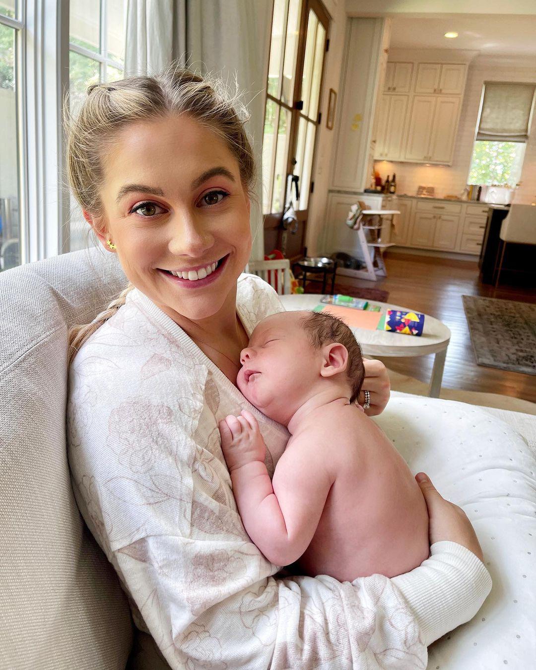 Shawn Johnson jokes that her newborn son is ‘already half my size’