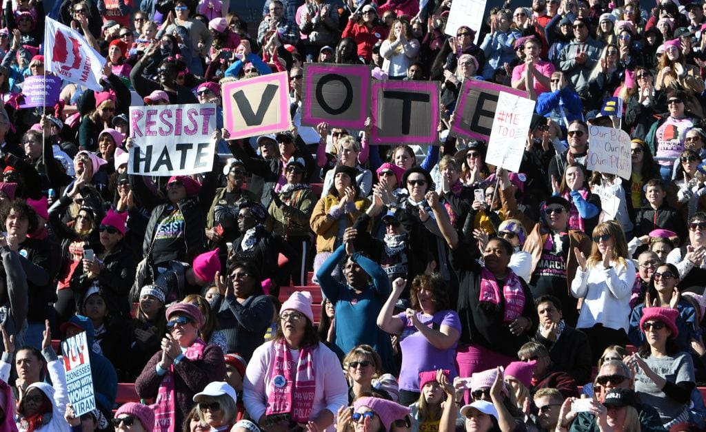 When it comes to women’s equality, the U.S. has a long way to go Women's Equality Day protest for women's rights crowd shot