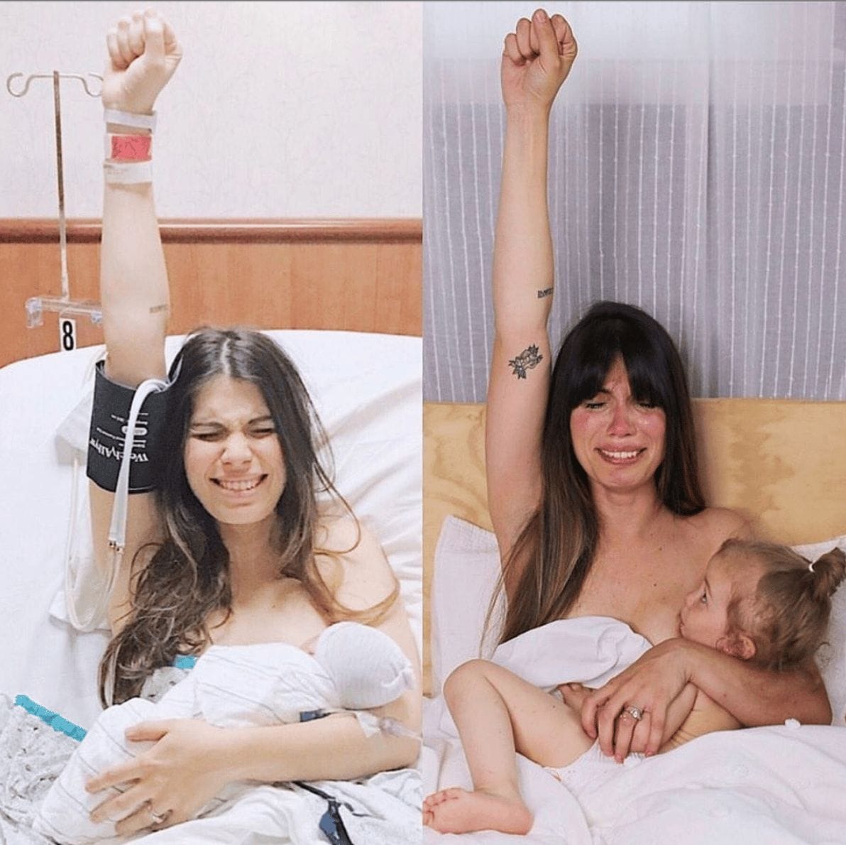 This viral photo shows just how emotional a mama’s breastfeeding journey can be side-by-side photos of a mom breastfeeding her newborn and then her toddler