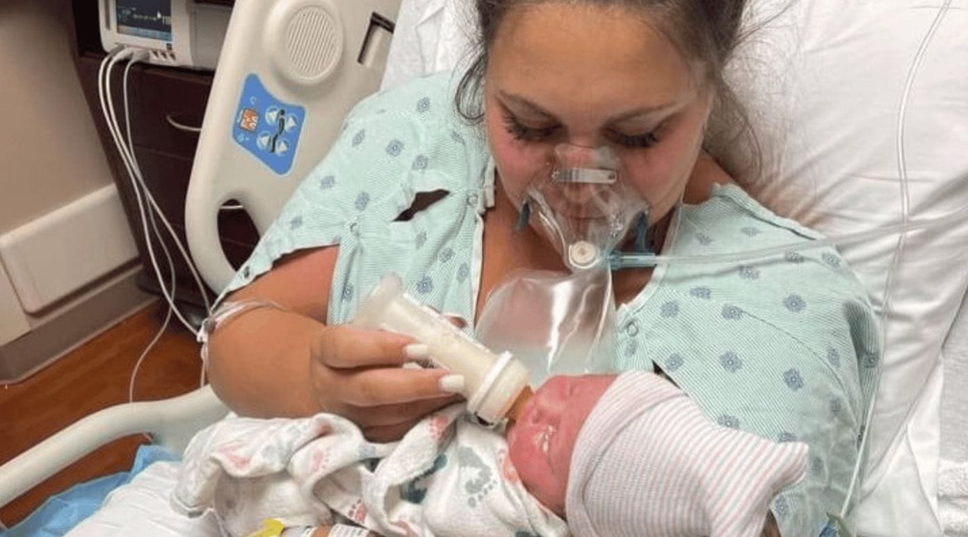 Healthy Florida mom dies from COVID-19 just days after giving birth mom on oxygen giving bottle to newborn baby