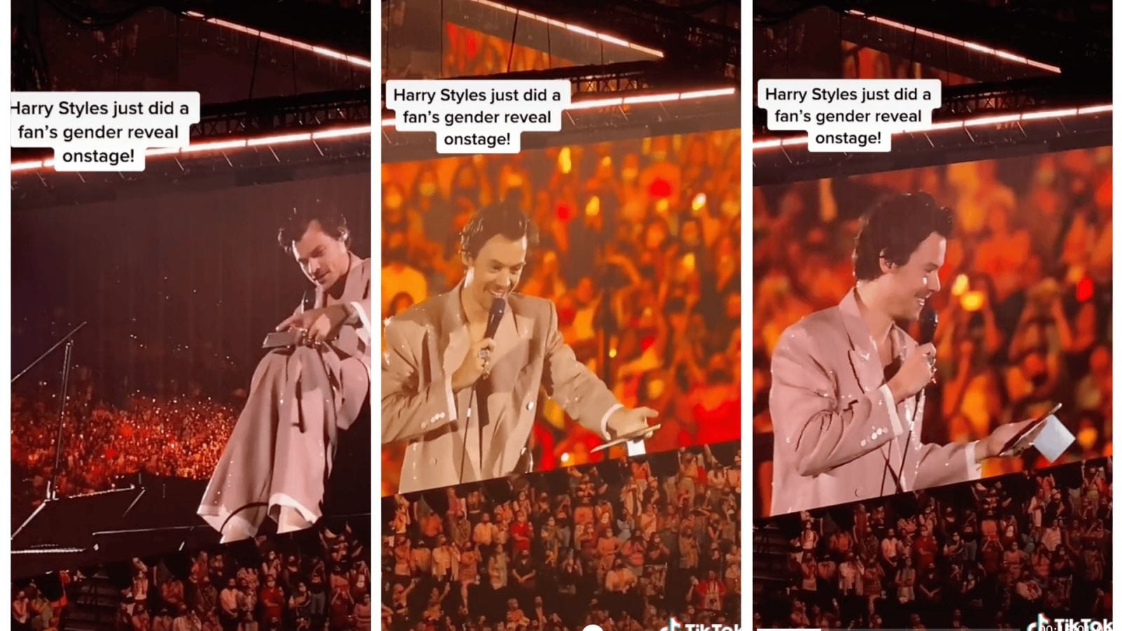 Harry Styles performs gender reveal live on stage in viral TikTok