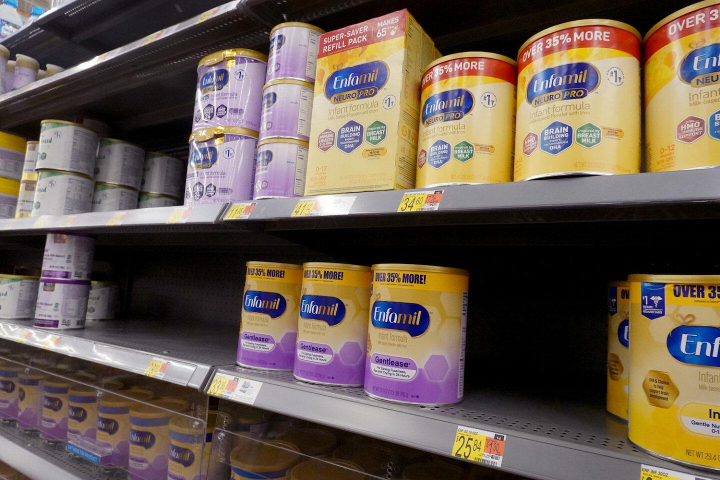 Breastfeeding rates dropped during the pandemic, also contributing to the formula shortage Image of baby formula amid formula shortage in grocery stores.