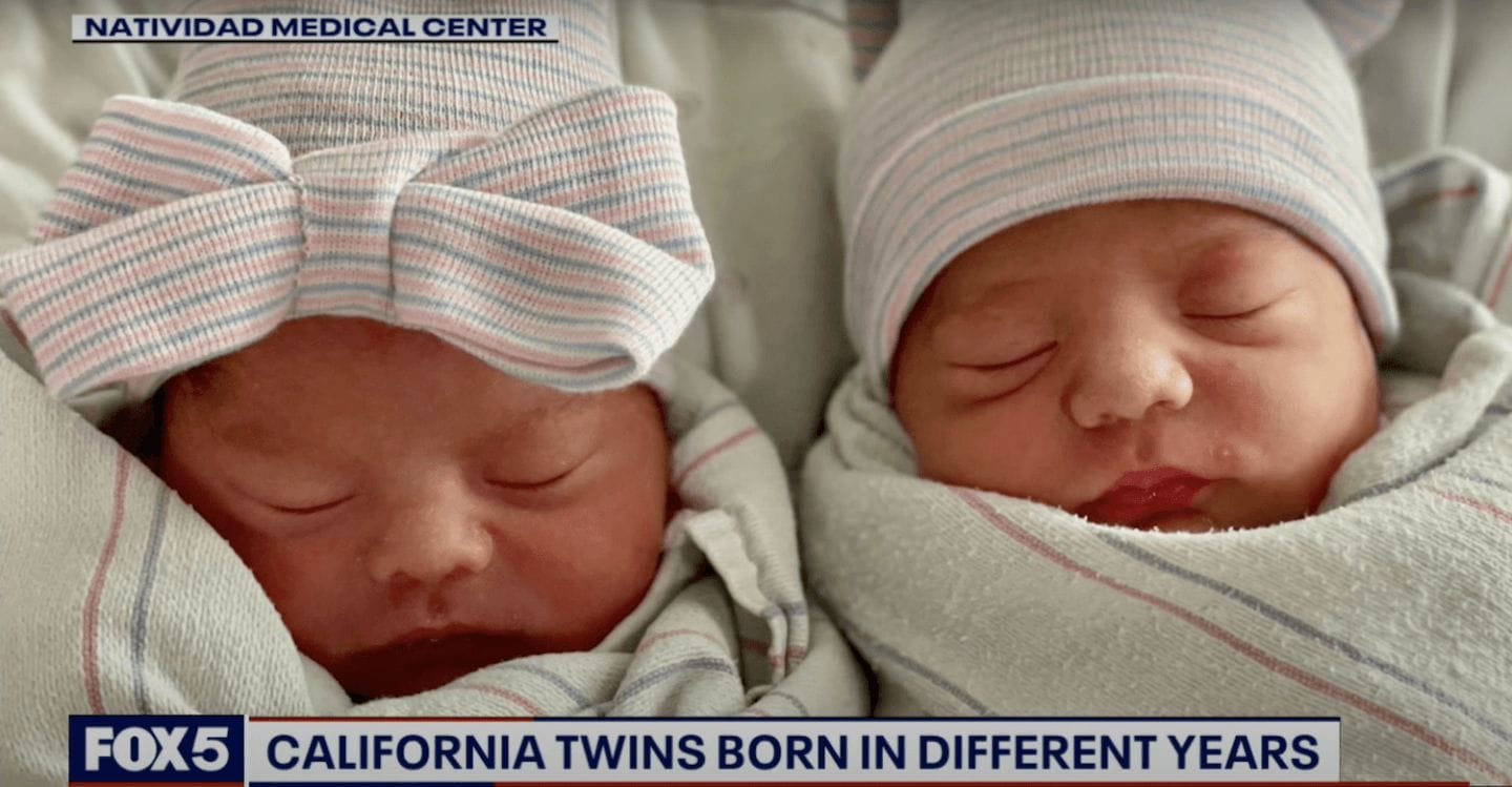 These twins were born 15 minutes apart—in different years Newborn twins born in different years