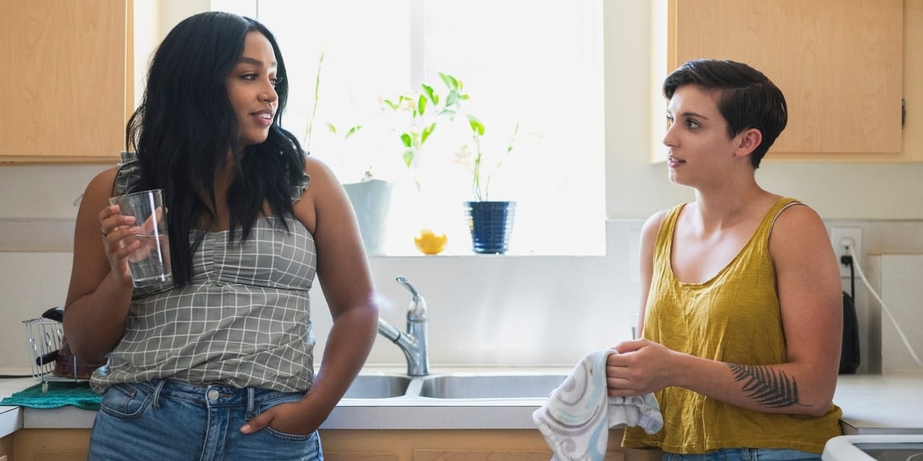 What to say (and what not to say) to a family facing cancer two women in kitchen talking - family facing cancer