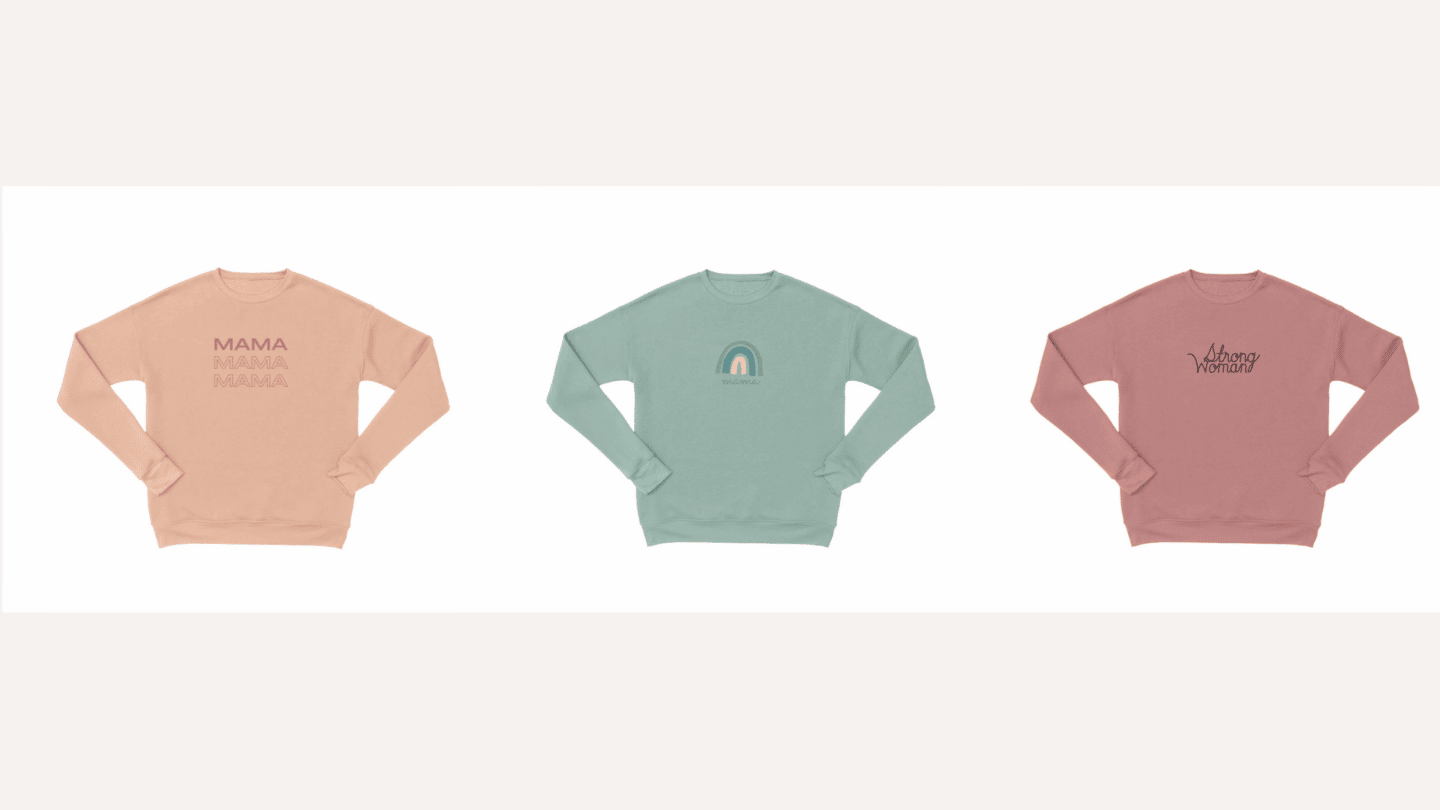 We’ll be living in these comfy sweatshirts for the next few months Motherly Comfy Sweatshirts for Mama