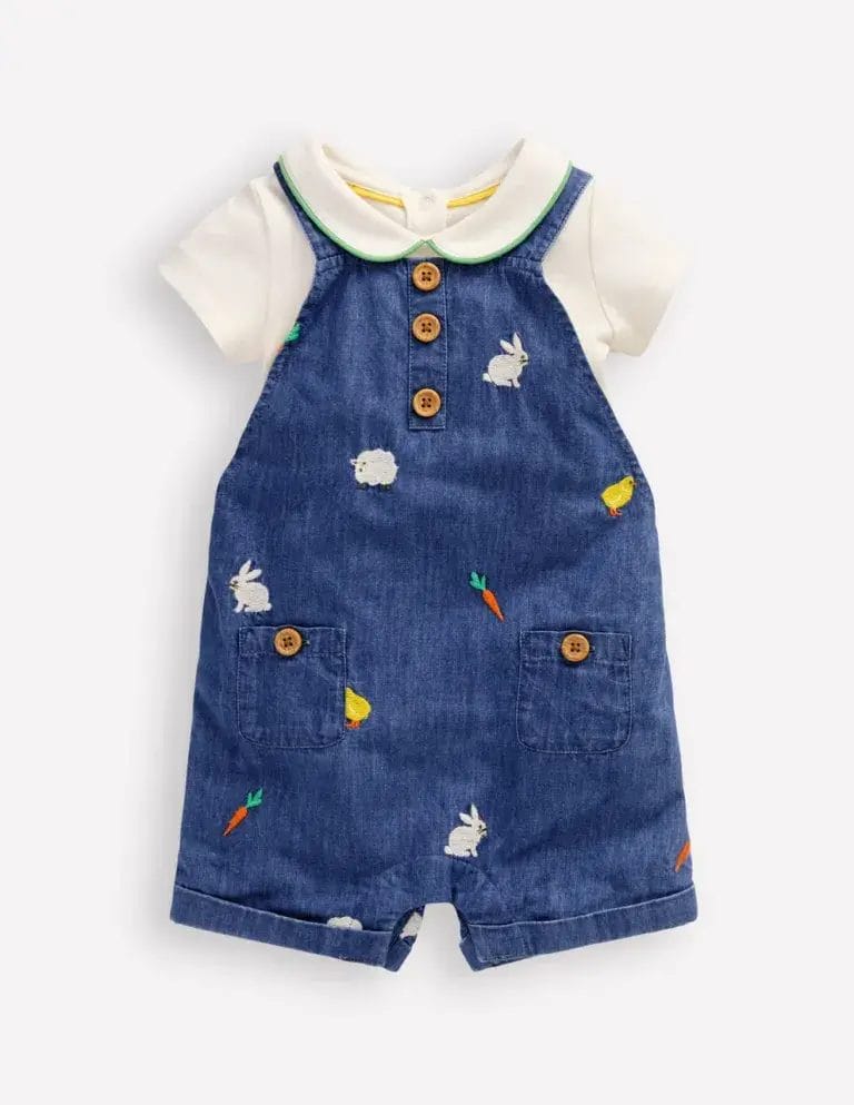 Boden Embroidered Overalls Set