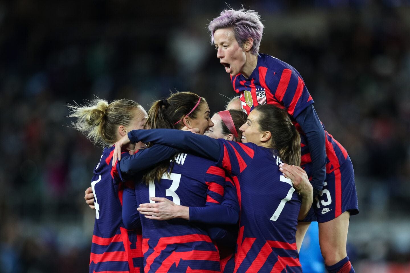 U.S. women’s soccer team will FINALLY earn equal pay thanks to historic agreement U.S. Women's Soccer Team embracing