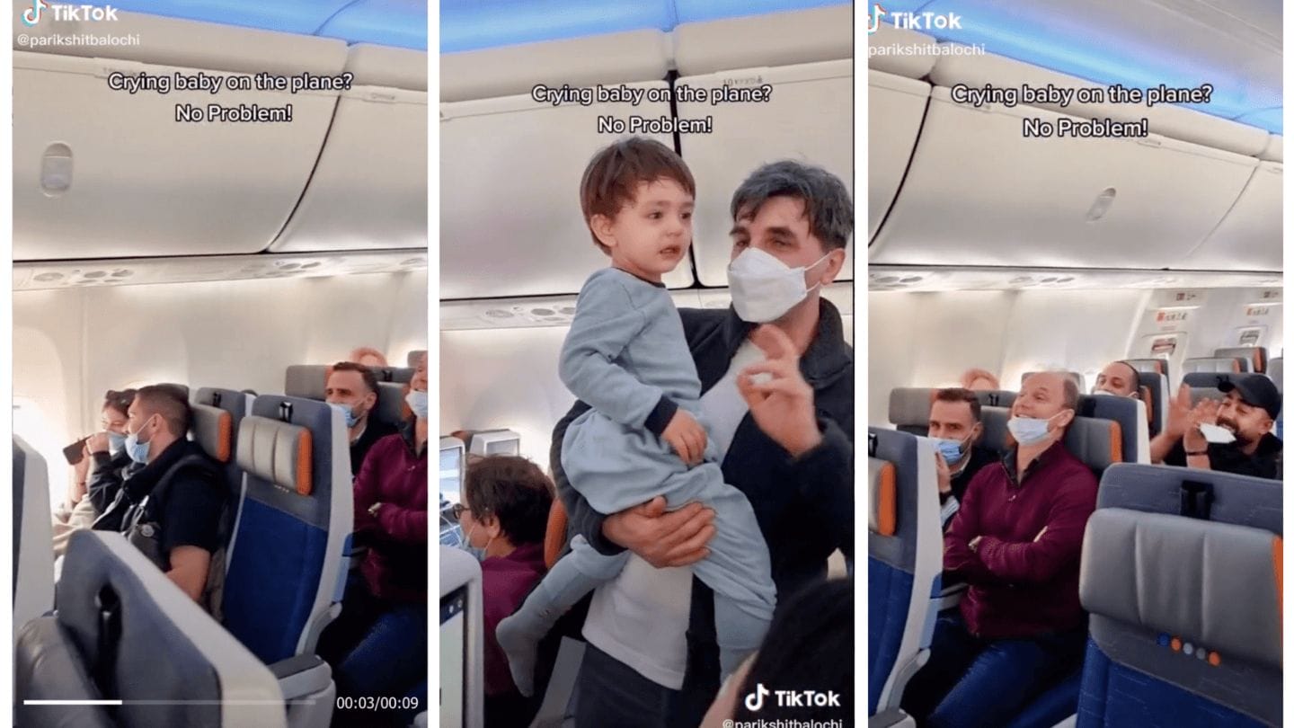 An entire airplane soothes a crying toddler by singing ‘Baby Shark’ in viral TikTok Airplane singing Baby Shark