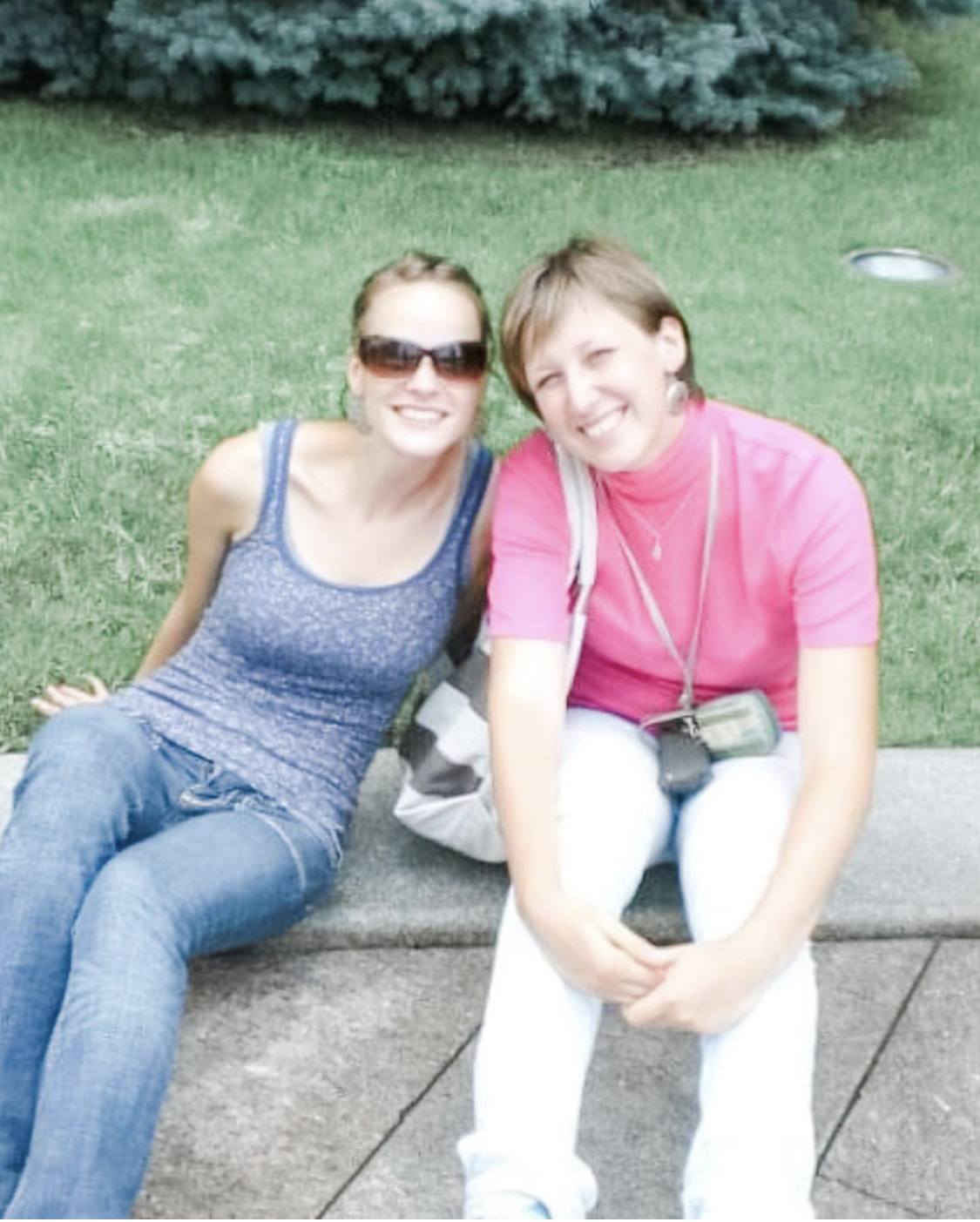 Friends in Ukraine: two women sitting outside
