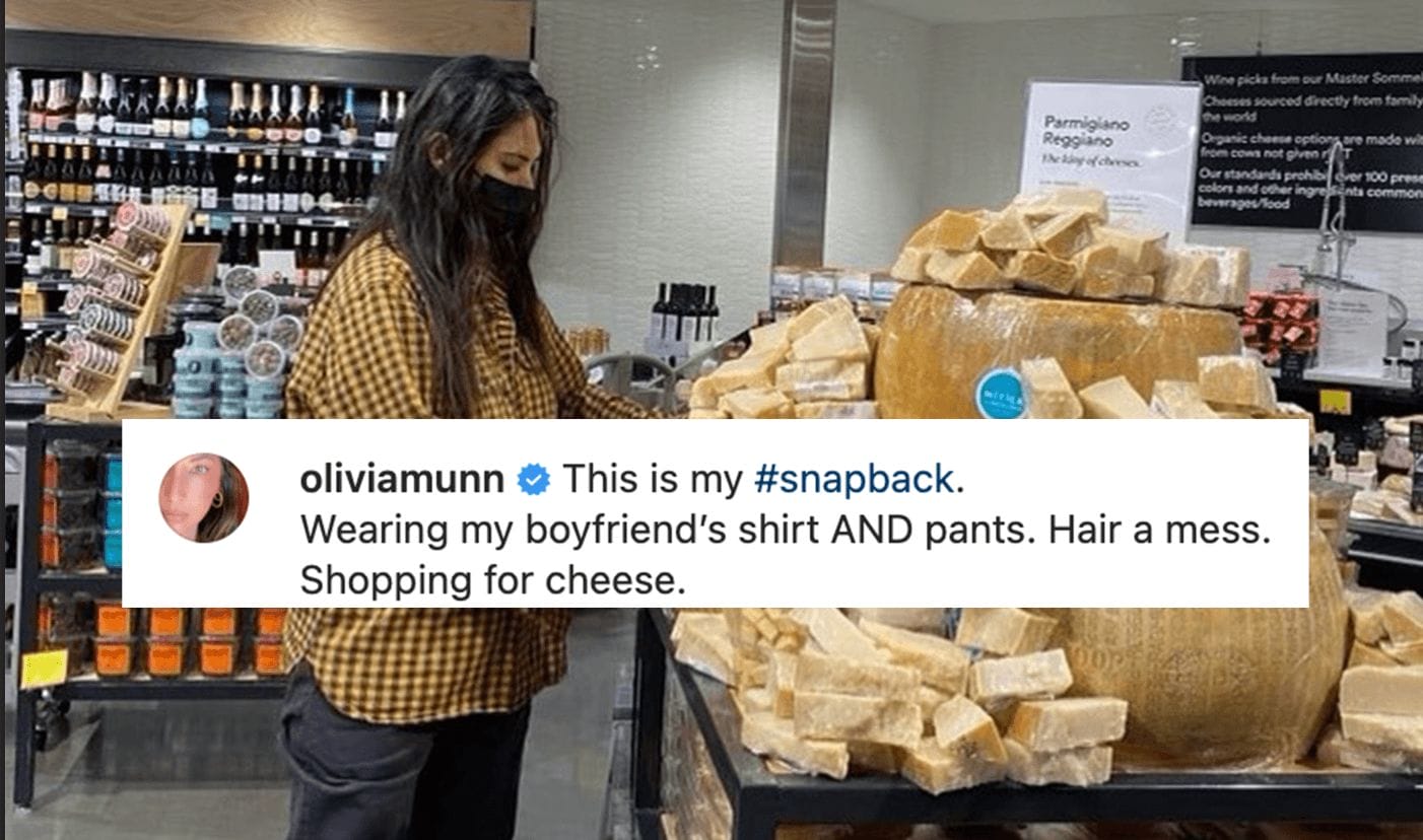 Olivia Munn shared the perfect new mom ‘snapback’ photo and it’s everything Olivia Munn grocery shopping
