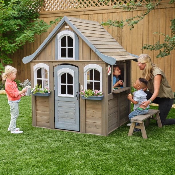 10 outdoor playhouses that kids will play in for hours and hours KidKraft Forestview II Wooden Outdoor Playhouse