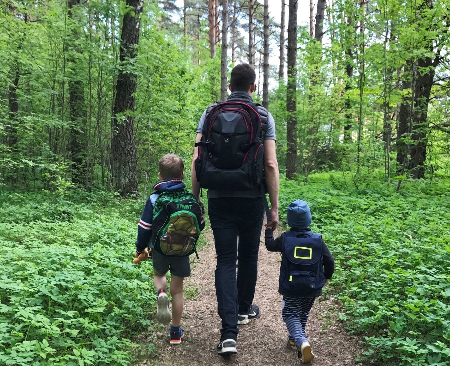 Dear husband: Thank you for showing our kids how to be a great dad how to be a great dad: father and sons walking in forest