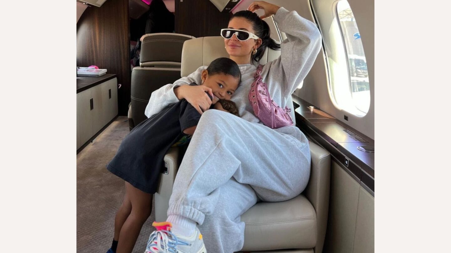 Kylie Jenner says she’s been experiencing ‘tons’ of pain 4 months postpartum Kylie Jenner sitting on airplane with Stormi