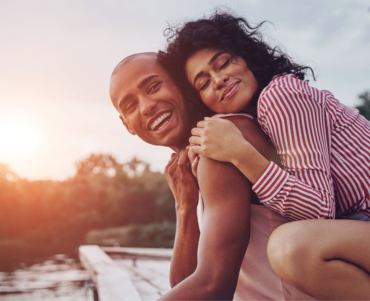 6 lies about marriage after kids happy couple looking in the same direction