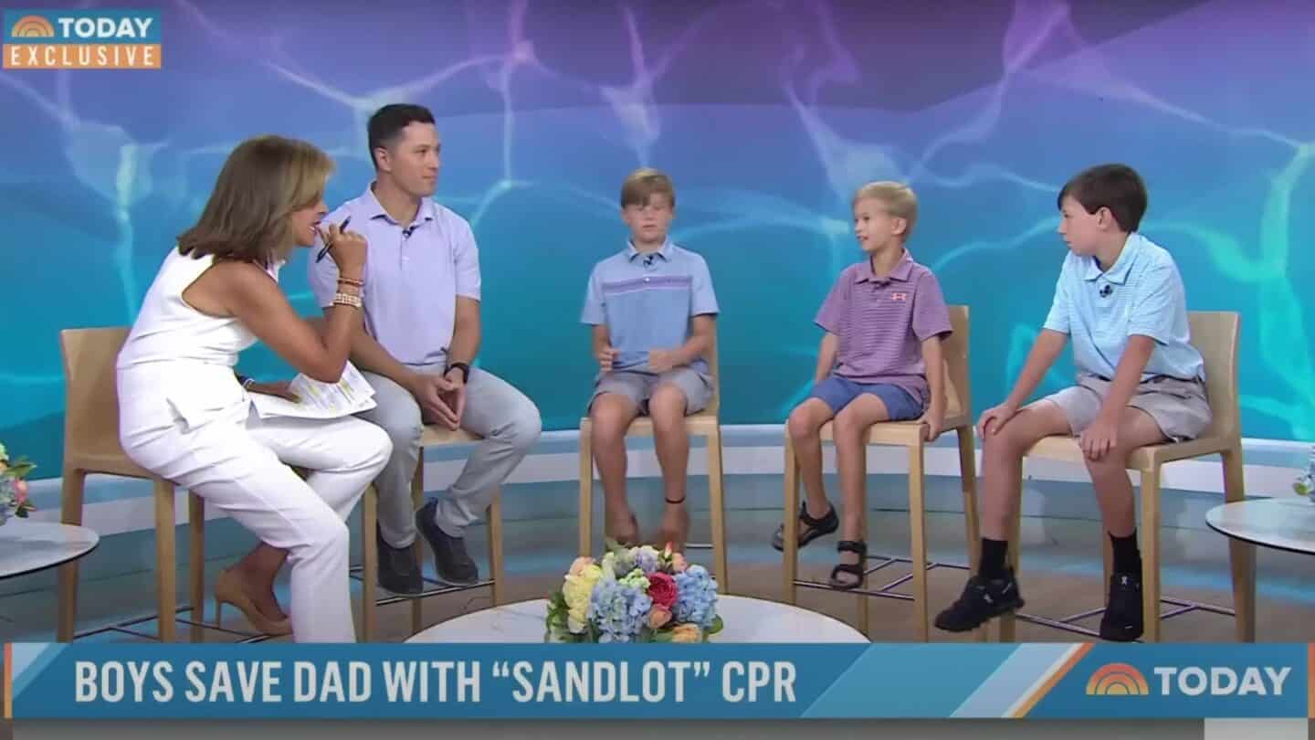 10-year-old boys saved their dad’s life with CPR learned from ‘The Sandlot’ three sons and dad they saved with CPR on Today Show