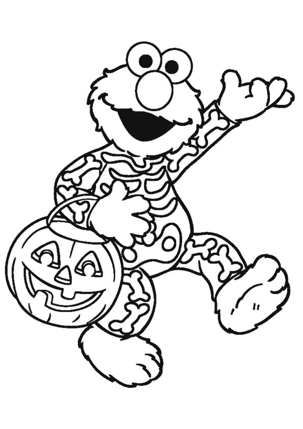 Elmo Dressed for Halloween Coloring Page - Motherly