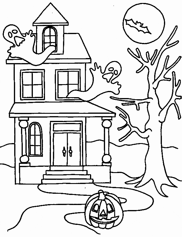 Haunted House Coloring Page - Motherly