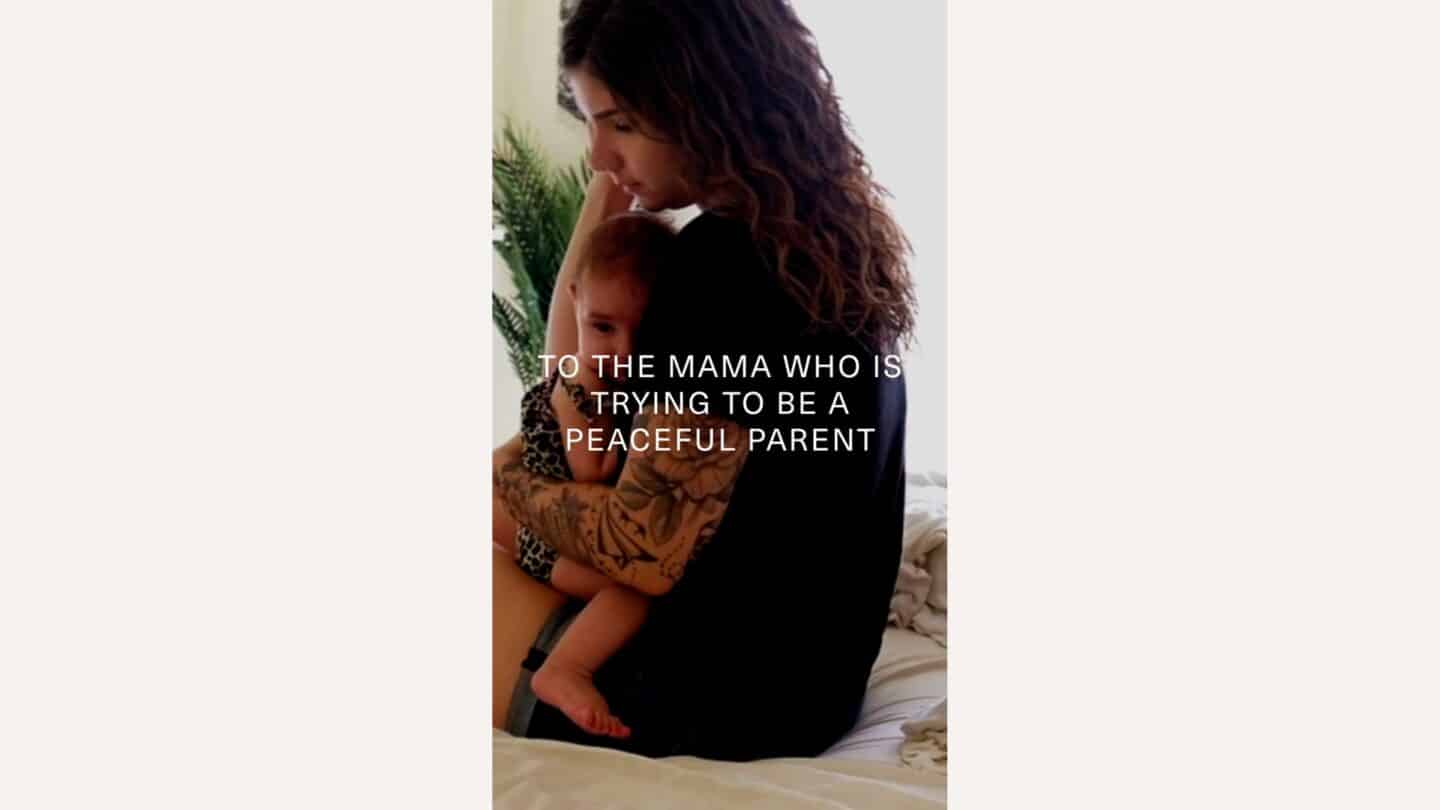 If you’re trying to be a peaceful parent, then you’ll want to see this validating video video screenshot of a mom holding a baby against her chest