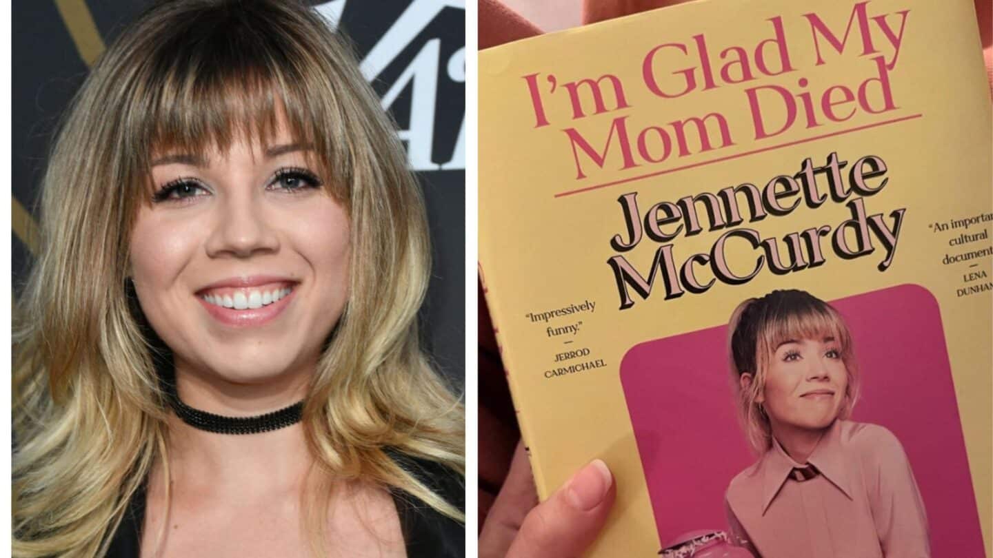 Abused former Nickelodeon child star explains why she titled her memoir ‘I’m Glad My Mom Died’ Jennette McCurdy closeup and memoir cover