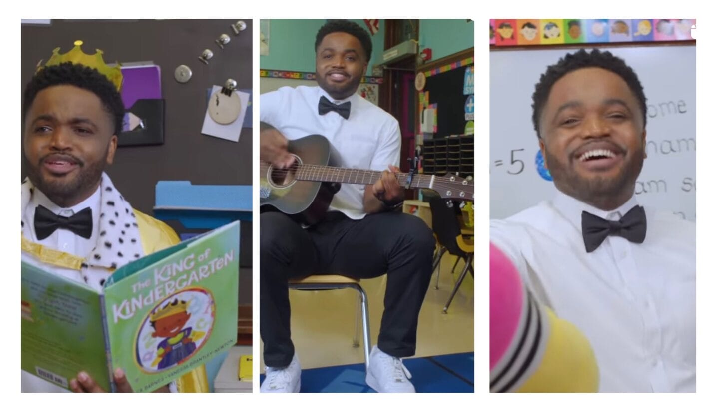 Teacher goes viral with ‘Welcome to Kindergarten’ song—watch the video here Three screenshots of educator singing viral kindergarten song