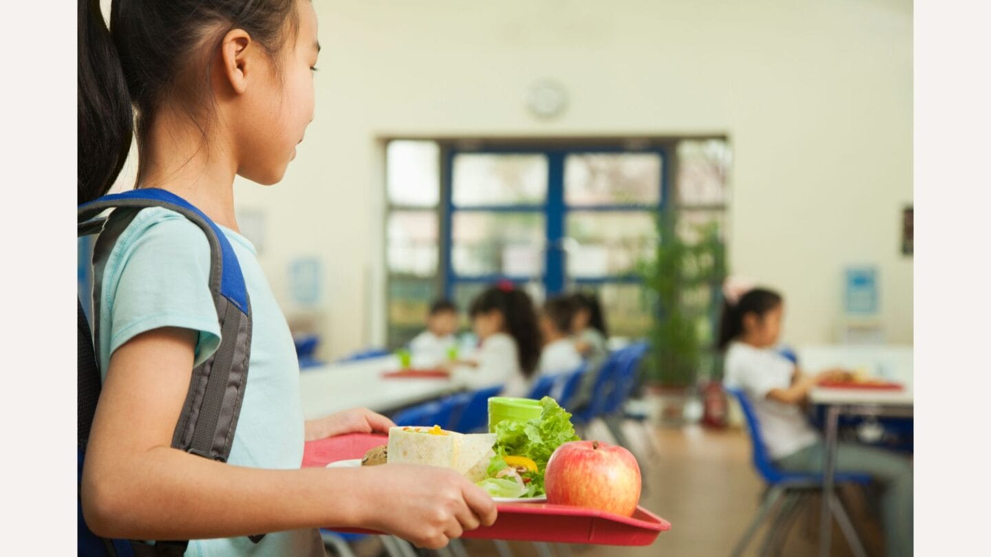 California will become the first state to offer free public school lunches girl carrying school lunch tray-free school lunch