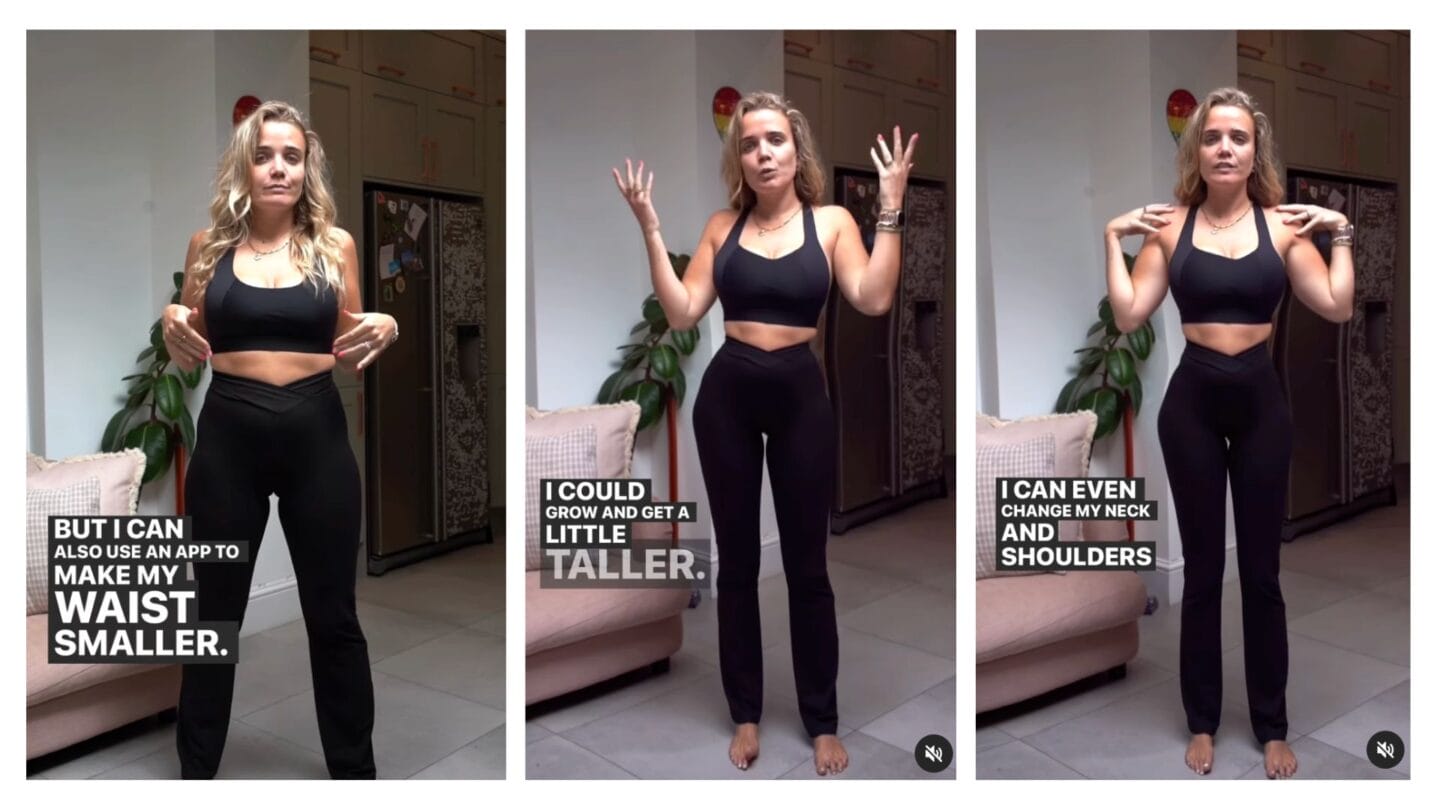 Viral video shows how easy it is to alter your body shape—and the results are shocking woman showing photoshop options in instagram